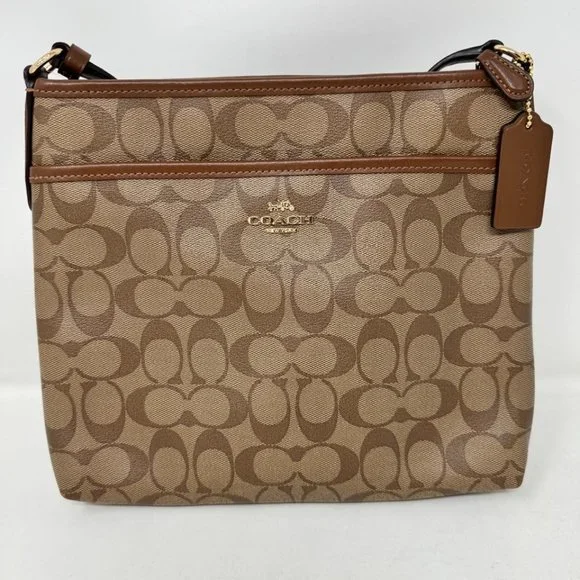Coach Bags Coach F292 Signature File Crossbody Bag Khaki Saddle New Poshmark